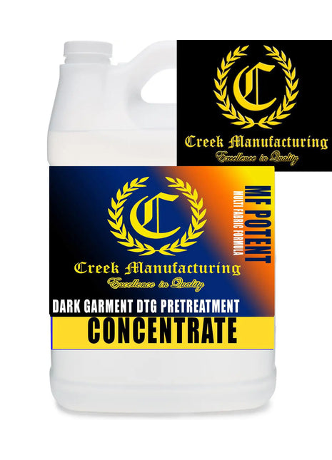 Creek Manufacturing dark garment DTG pretreatment concentrate bottle with label