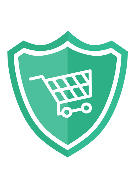 Insureful teal shield with white trim features a white shopping cart; pt-insurance branding signals secure market protection.
