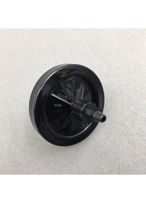 DTG Printer Parts UV Ink Circulation Filter in black plastic housing with a glossy round wheel and small cylindrical nozzle.