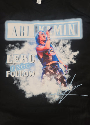 DTG Printer Parts Creek Manufacturing G SERIES MID-LOW VISCOSITY BULK Inks on black shirt, blue accents, vivid bold colors.