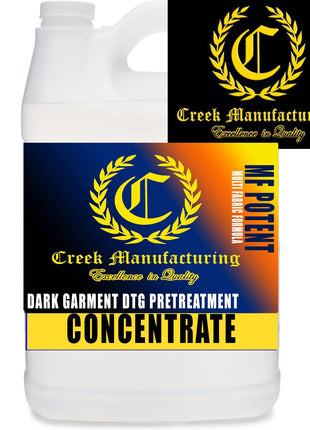 Creek Manufacturing dark garment DTG pretreatment concentrate bottle with label