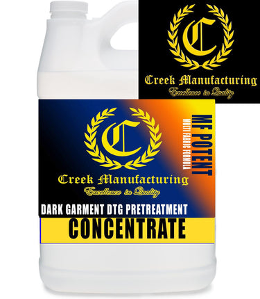Creek Manufacturing dark garment DTG pretreatment concentrate bottle with label