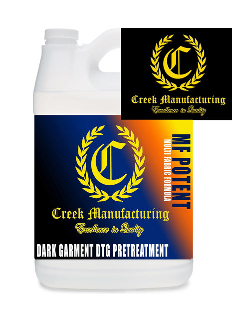Creek Manufacturing dark garment DTG pretreatment bottle with label