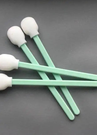 Large Foam Tipped Cleaning Swabs DTG Printer Parts with white foam tips and mint green plastic stems, precise cleaning kit.