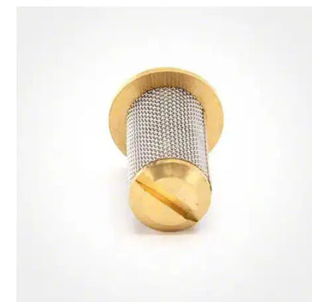 DTG Printer Parts Pearl PTM/ELITE BRASS Check Valve: brass body, silver mesh filter, gold ends, high-precision brass alloy.