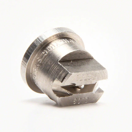 DTG Printer Parts Schulze Pre Treater BASIC Stainless Steel Spray Nozzles, metallic silver, machined surface nozzle head.