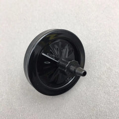 DTG Printer Parts UV Ink Circulation Filter in black plastic housing with a glossy round wheel and small cylindrical nozzle.
